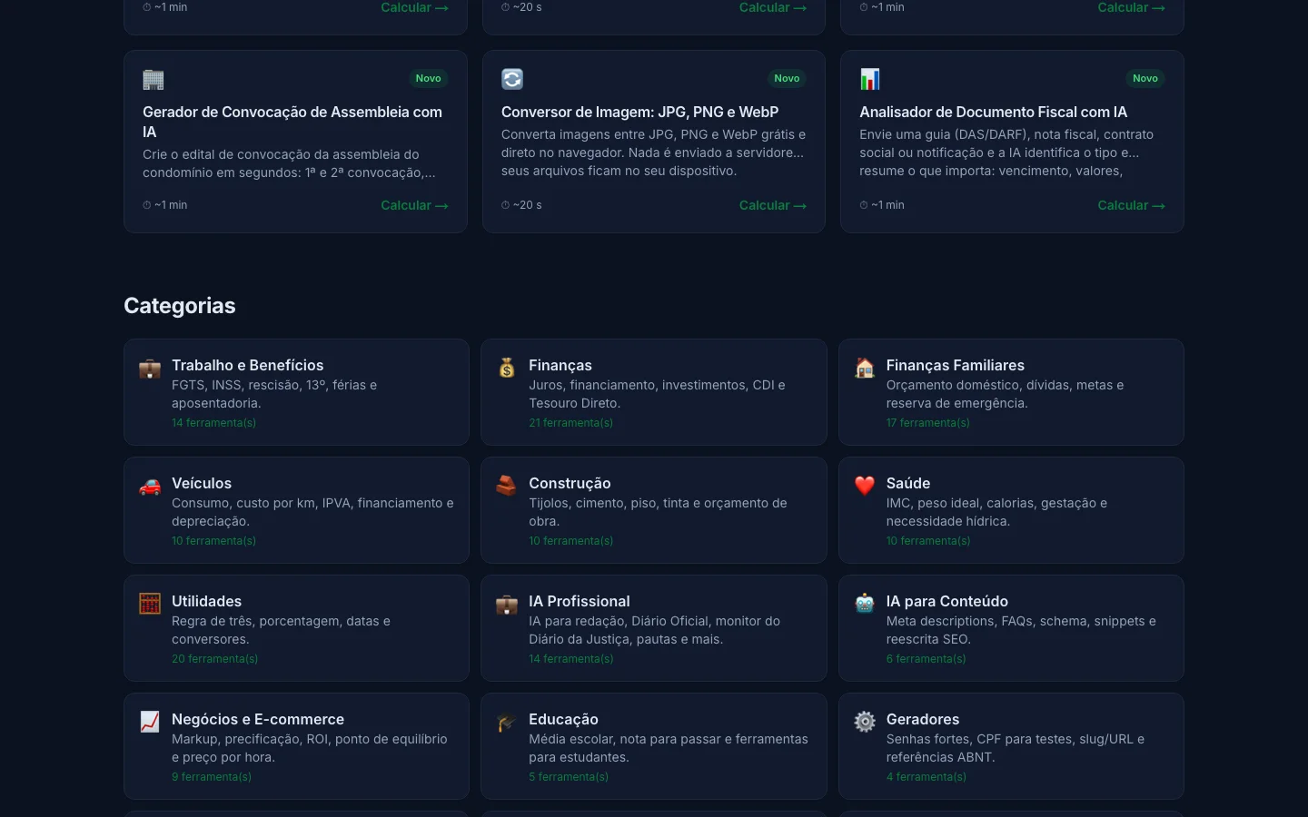 Ferramentas e novidades do Calcula Brasil