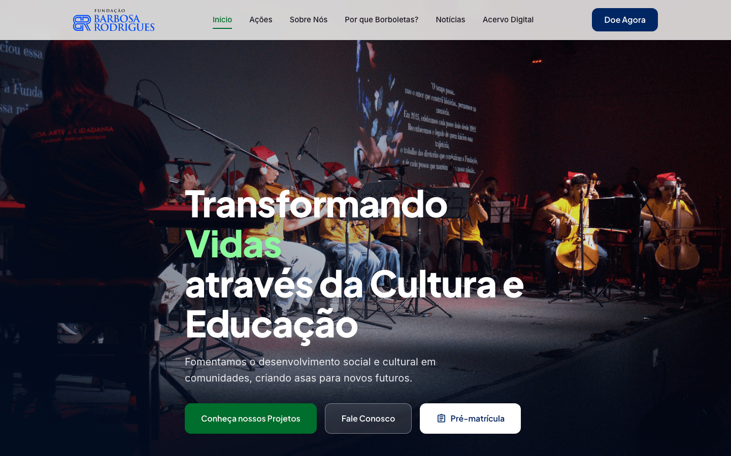 Home do site Fundação Barbosa Rodrigues